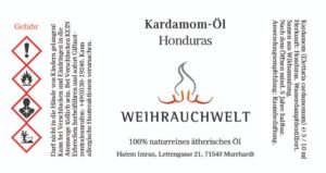 Kardamom aus Honduras Aetherisches Oel Label