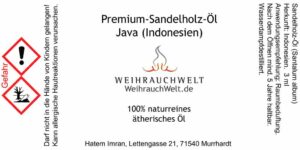 Sandelholz-Java-Flaschenlabel