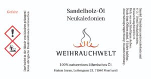 Sandelholz Öl Neukaledonien Label