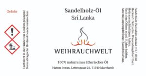 Sandelholz Ol Sri Lanka Label